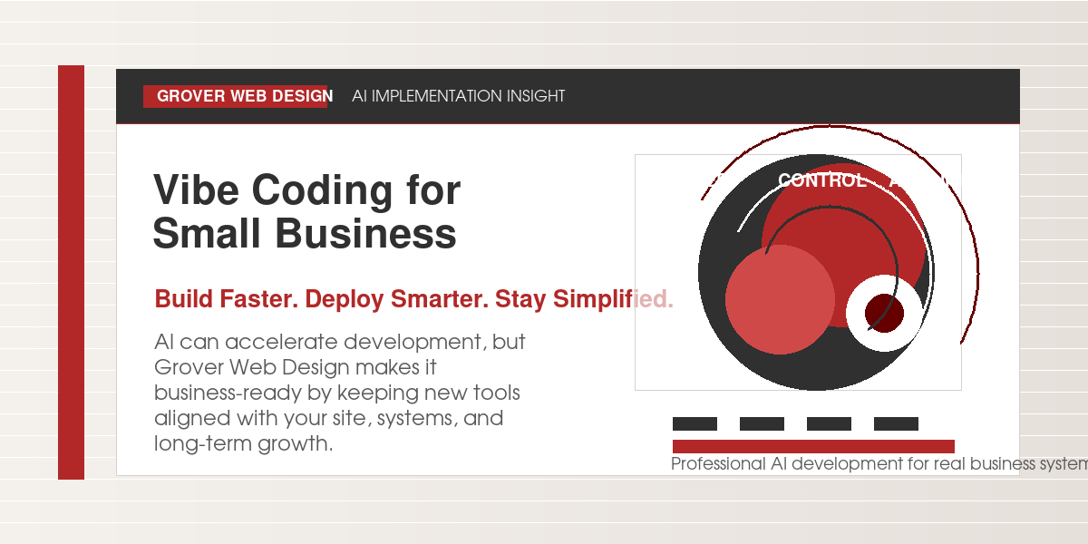 Vibe Coding for Small Business featured image with Grover Web Design branding