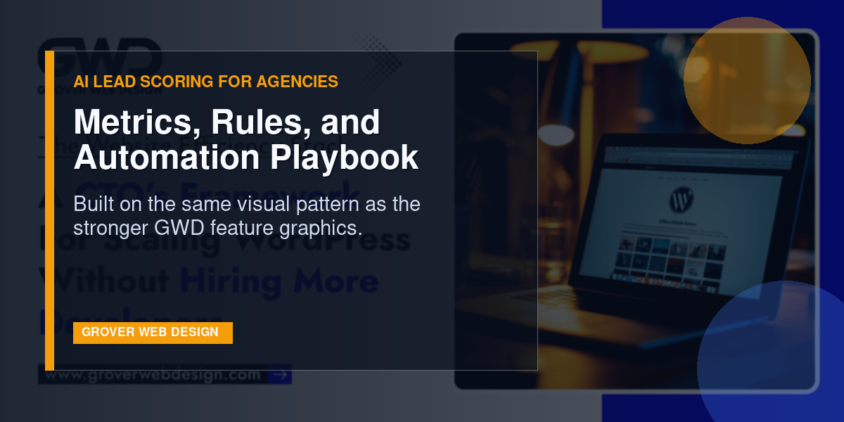 AI lead scoring featured image in Grover Web Design blog style
