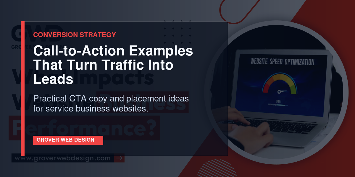 Branded feature graphic for Call-to-Action Examples That Turn Website Traffic Into Leads.