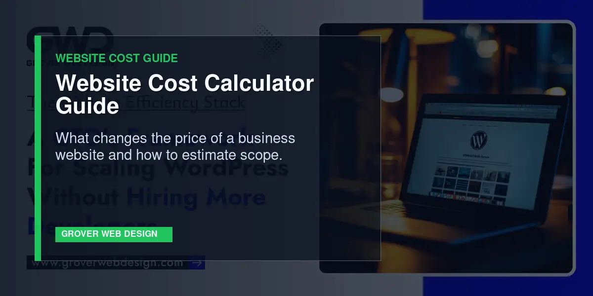 Branded feature graphic for Website Cost Calculator Guide: What Changes the Price of a Business Website.