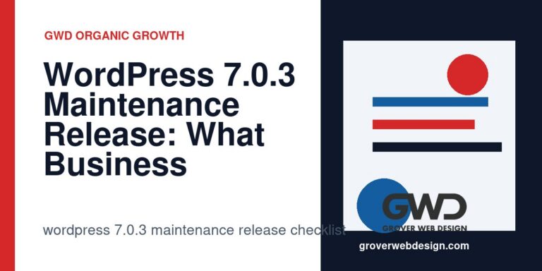 GWD graphic about wordpress 7.0.3 maintenance release checklist
