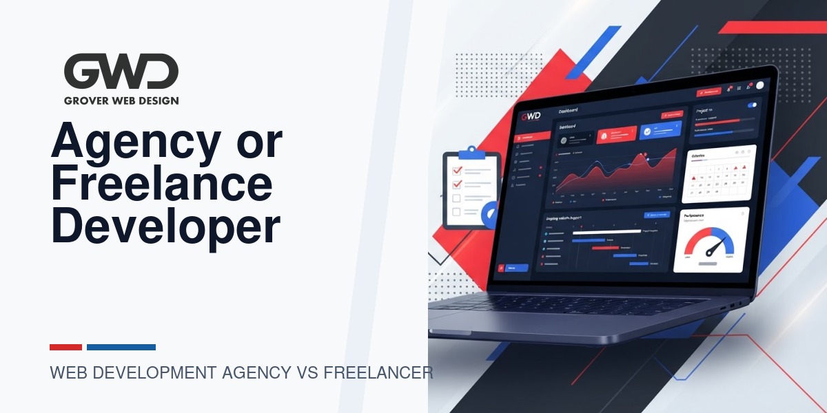 GWD branded featured graphic for web development agency vs freelancer ongoing support