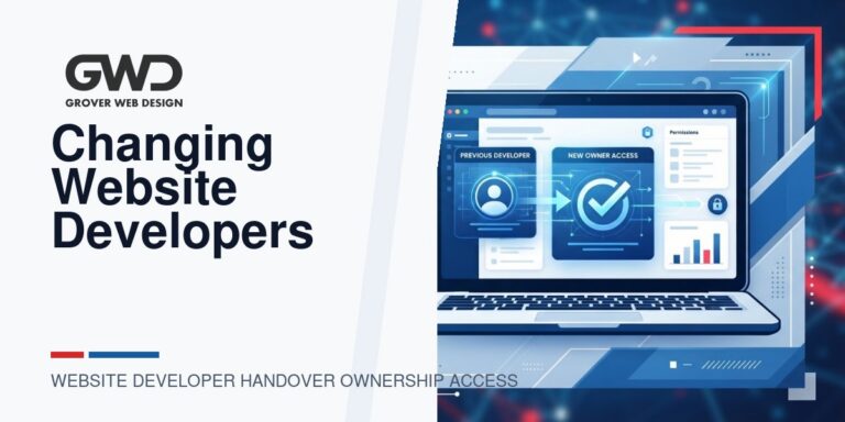 GWD branded featured graphic for website developer handover ownership access
