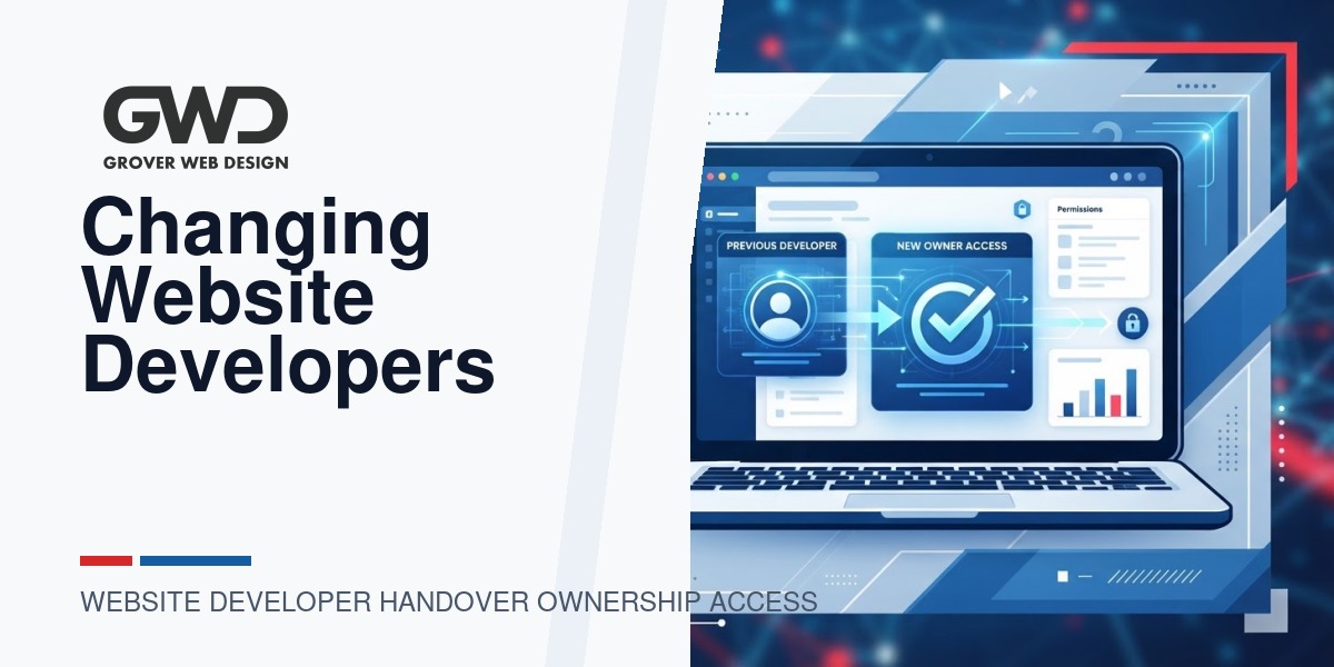 GWD branded featured graphic for website developer handover ownership access
