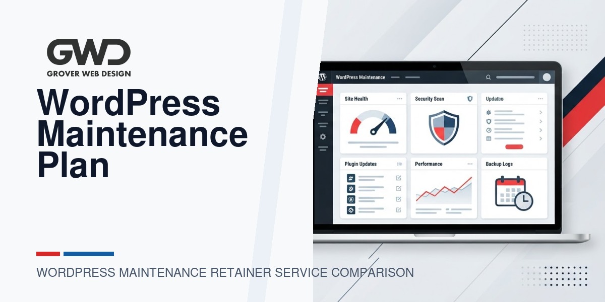 GWD branded featured graphic for wordpress maintenance retainer service comparison