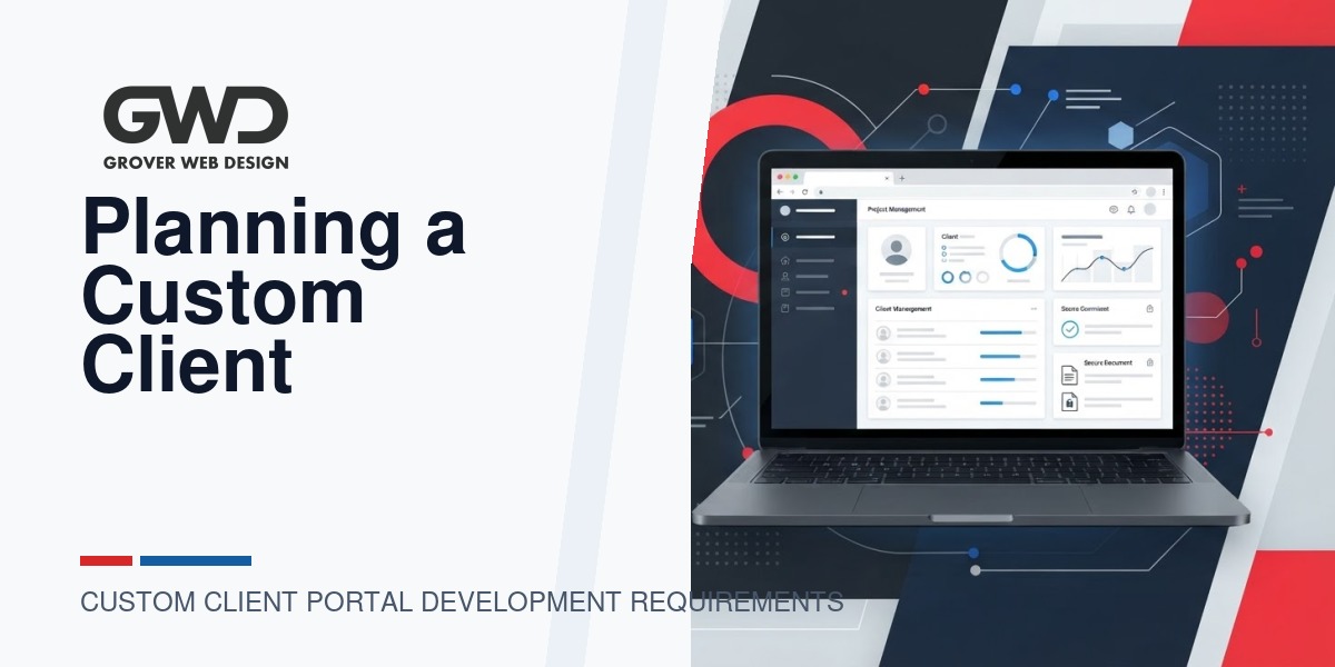 GWD branded featured graphic for custom client portal development requirements