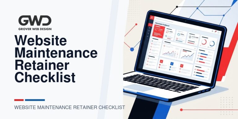 GWD branded featured graphic for website maintenance retainer checklist