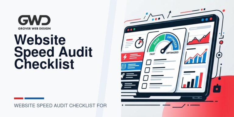 GWD branded featured graphic for website speed audit checklist for small business