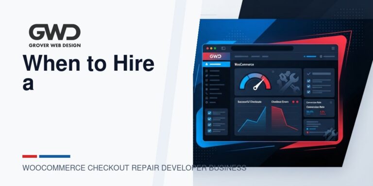 GWD branded featured graphic for woocommerce checkout repair developer business